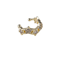 Cubic Zirconia & Goldtone Star Clip-On Earrings