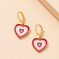 Red Enamel & 18K Gold-Plated Heart Huggie Earrings