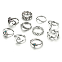 Cubic Zirconia & Silver-Plated Leaf Ring Set