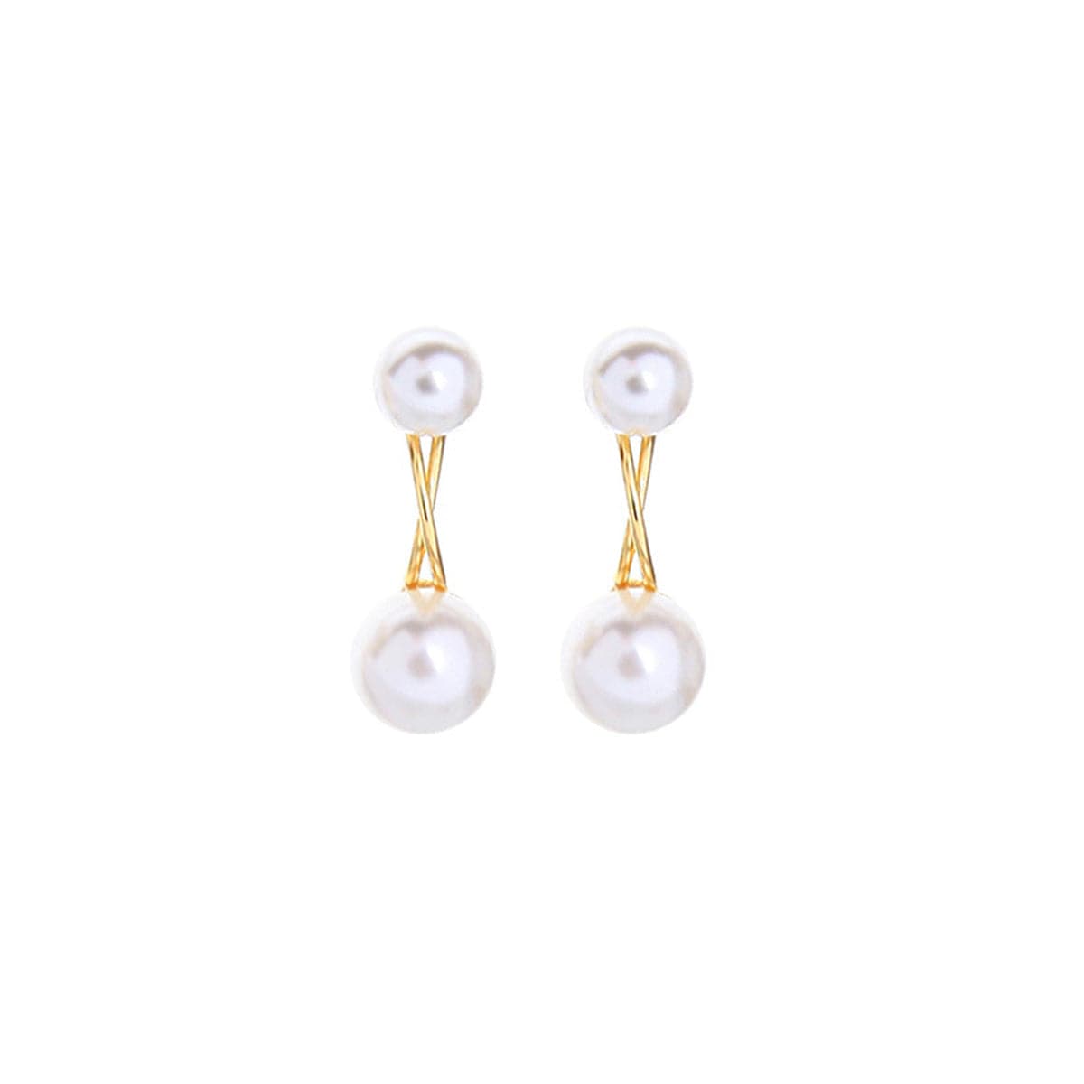 Pearl & 18K Gold-Plated Double Drop Earrings