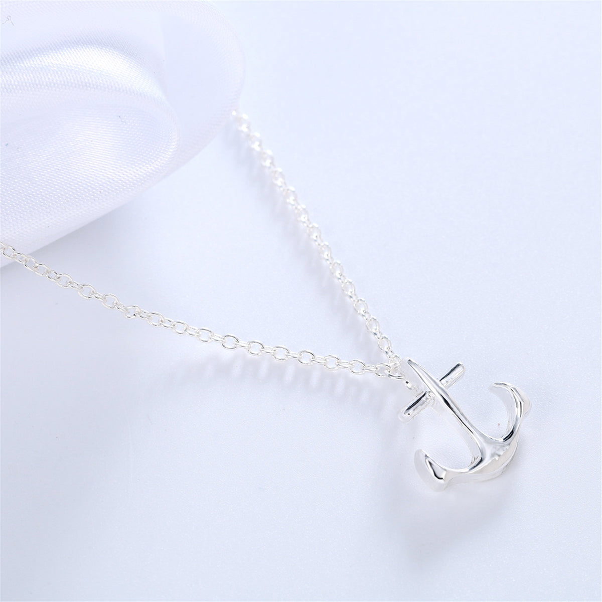 Silver-Plated Anchor Pendant Necklace