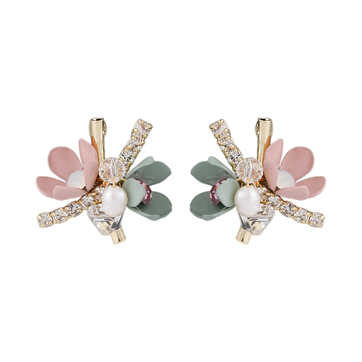 Cubic Zirconia and 18K Gold-Plated Flower Stud Earrings, gold stud earrings for women, everyday style, styled look