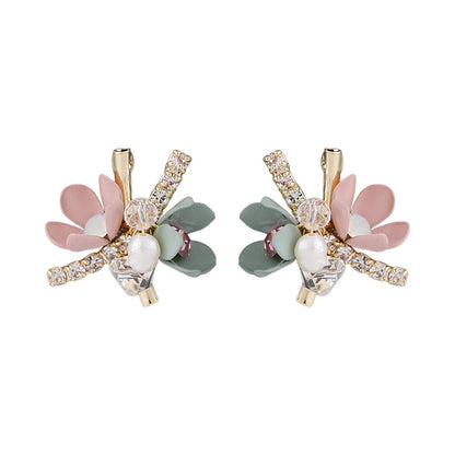 Cubic Zirconia and 18K Gold-Plated Flower Stud Earrings, gold stud earrings for women, everyday style, styled look