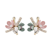 Cubic Zirconia & 18k Gold-Plated Flower Stud Earrings