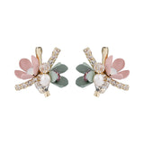 Cubic Zirconia & 18k Gold-Plated Flower Stud Earrings