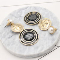 Cubic Zirconia & Imitation Pearl Circle Drop Earrings