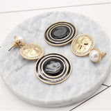 Cubic Zirconia & Imitation Pearl Circle Drop Earrings
