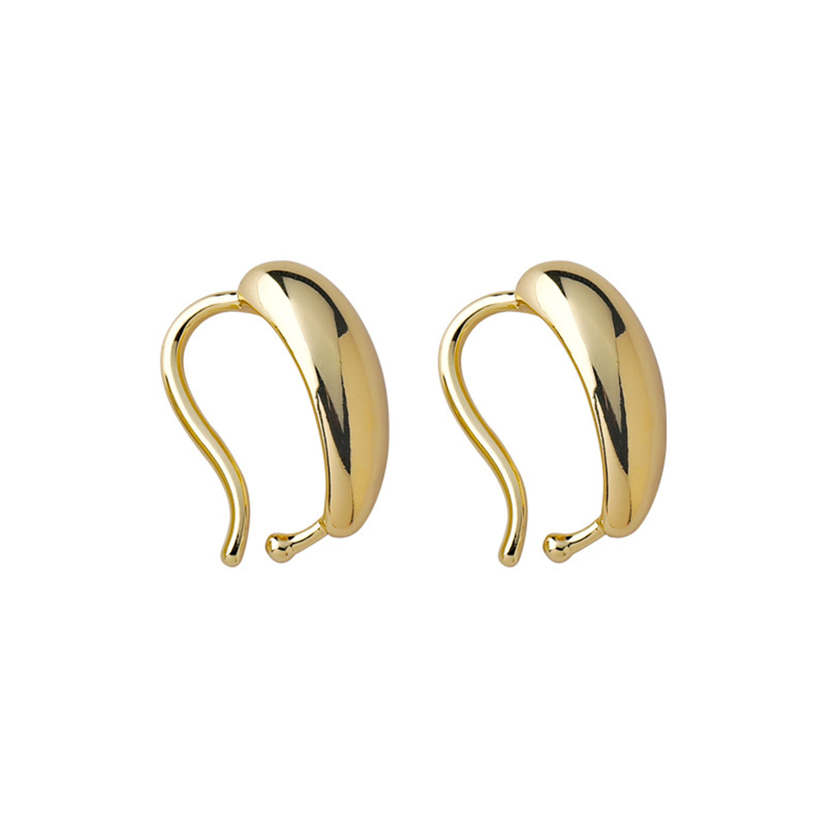 18K Gold-Plated Drop Huggie Earring, gold huggie earrings, everyday style, side view
