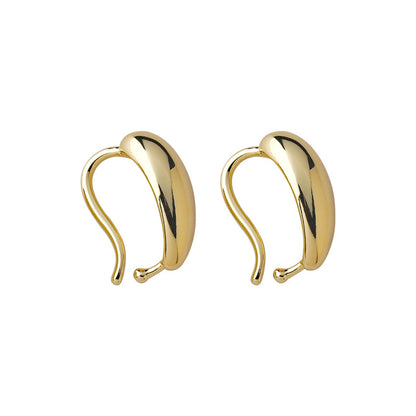 18K Gold-Plated Drop Huggie Earring, gold huggie earrings, everyday style, side view