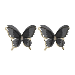 Black Mesh & 18K Gold-Plated Butterfly Stud Earrings