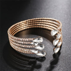 Cubic Zirconia & Crystal 18K Gold-Plated Teardrop Layered Cuff