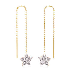 Cubic Zirconia & 18K Gold-Plated Star Threader Earrings