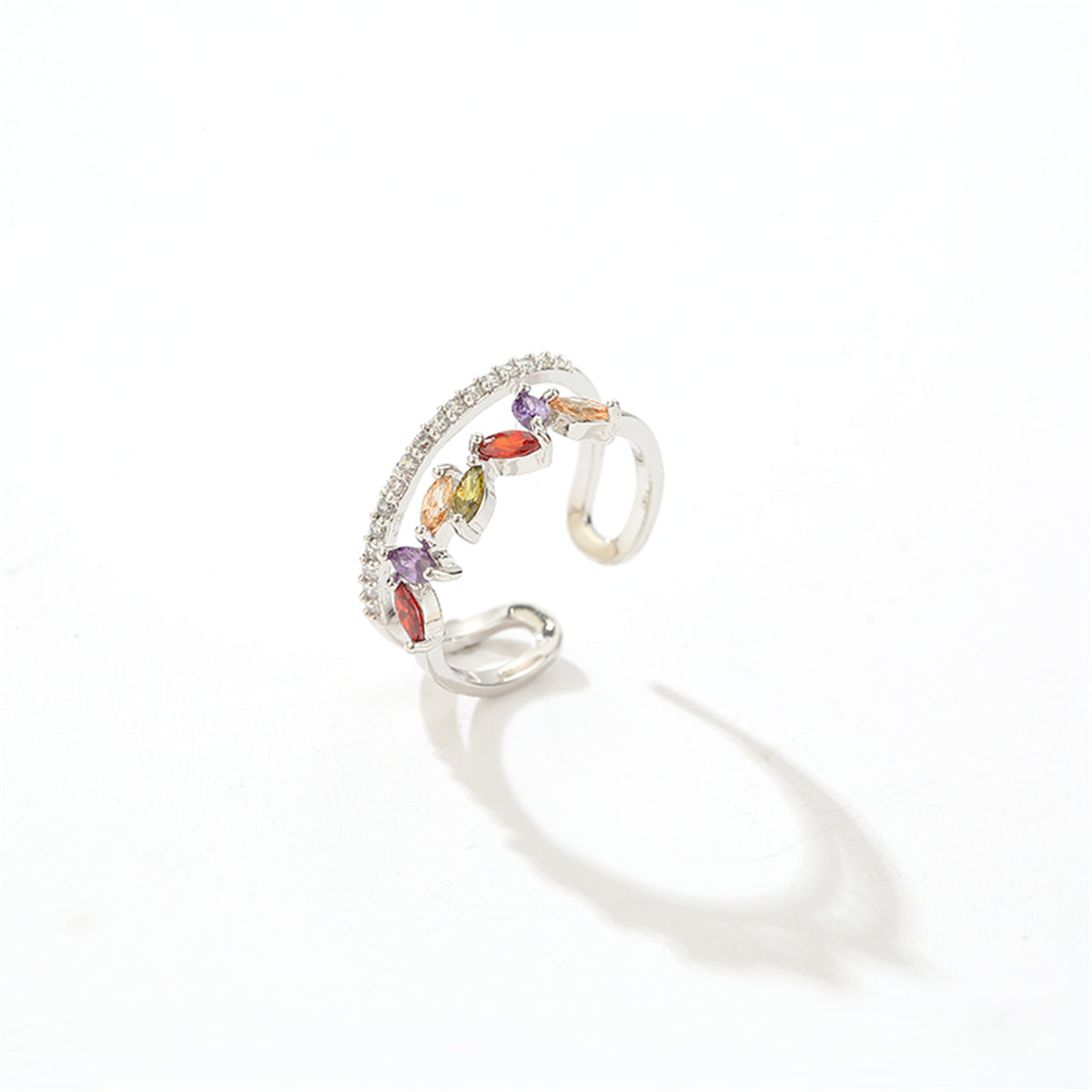 Jewel-Tone Crystal & Cubic Zirconia Pear Bypass Ring