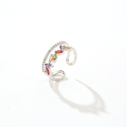Jewel-Tone Crystal & Cubic Zirconia Pear Bypass Ring