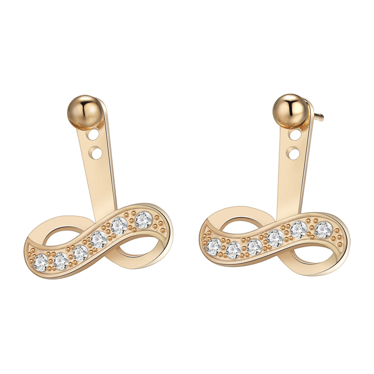 Cubic Zirconia & 18K Gold-Plated Infinity Ear Jackets