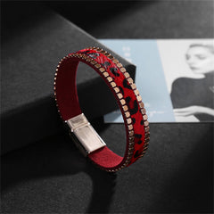 Red Polyurethane & 18K Gold-Plated Animal Prints Belt Bracelet