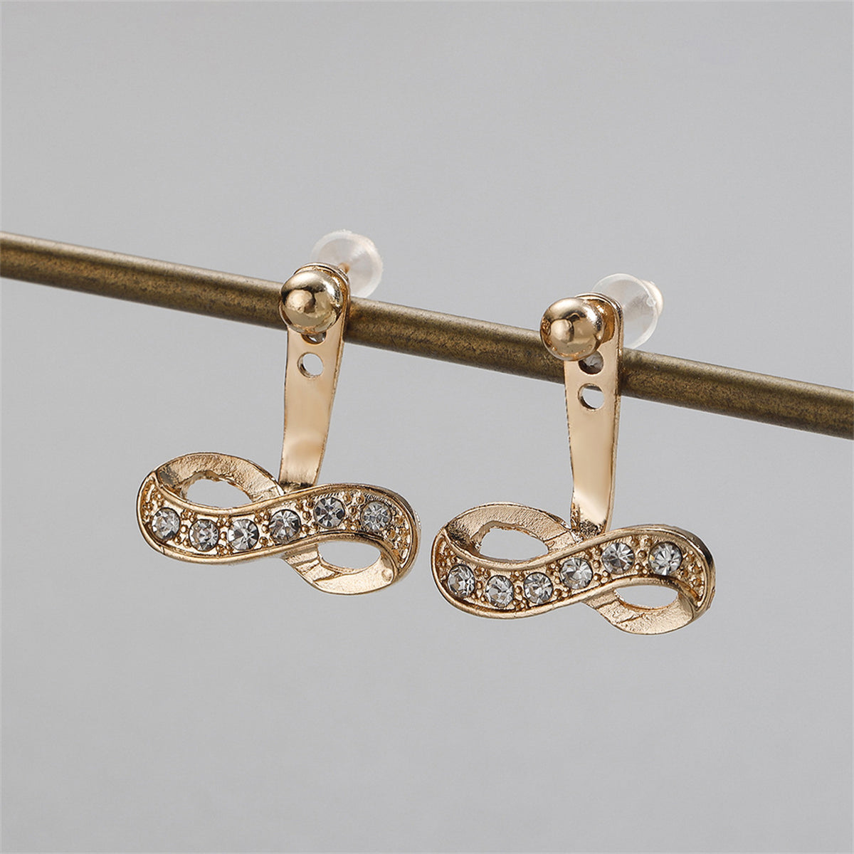 Cubic Zirconia & 18K Gold-Plated Infinity Ear Jackets