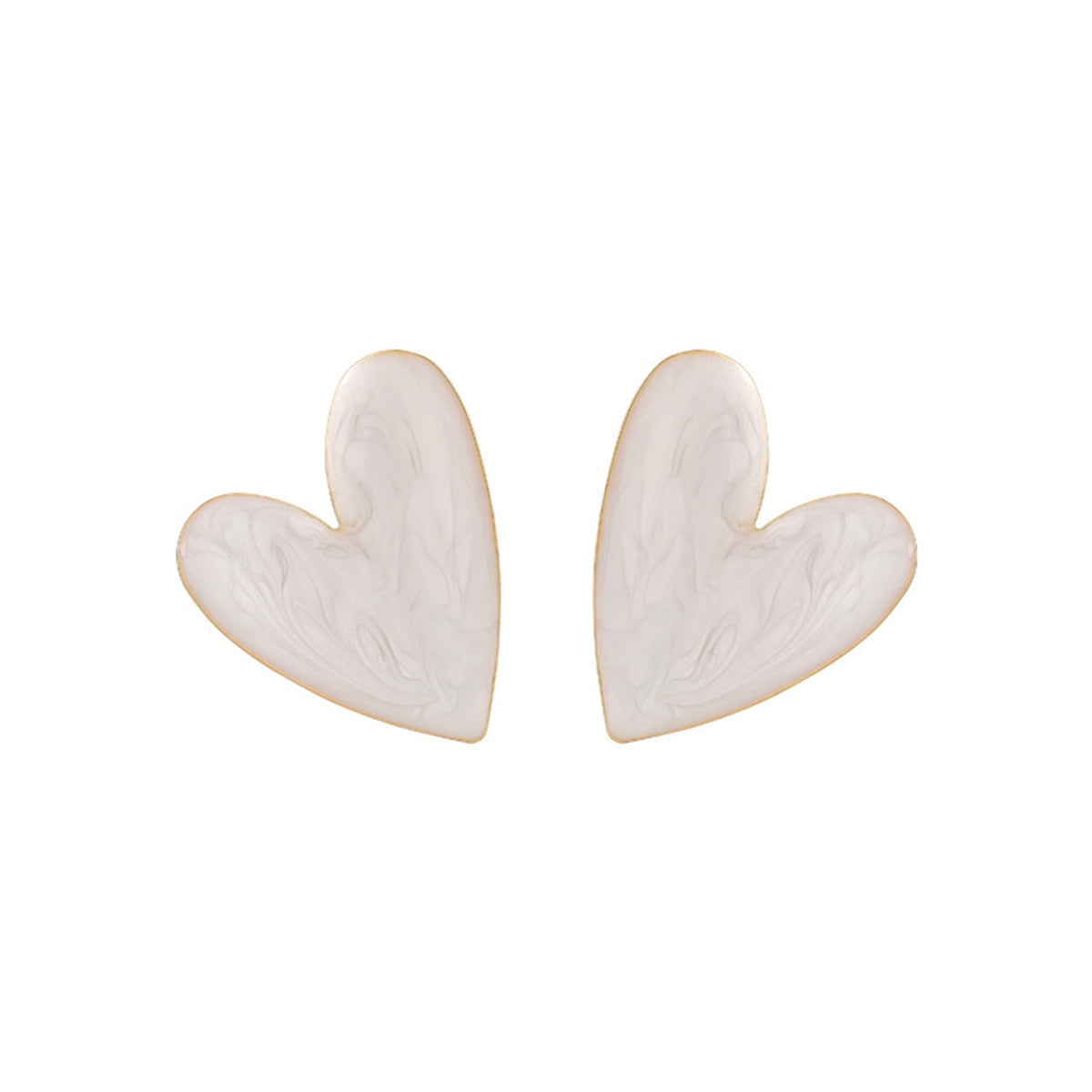 Enamel and 18K Gold-Plated Heart Stud Earrings, gold stud earrings for women, dainty minimalist design, front view