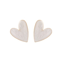 Enamel & 18k Gold-Plated Heart Stud Earrings
