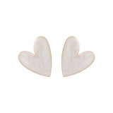 Enamel & 18k Gold-Plated Heart Stud Earrings