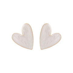 Enamel & 18K Gold-Plated Heart Stud Earrings