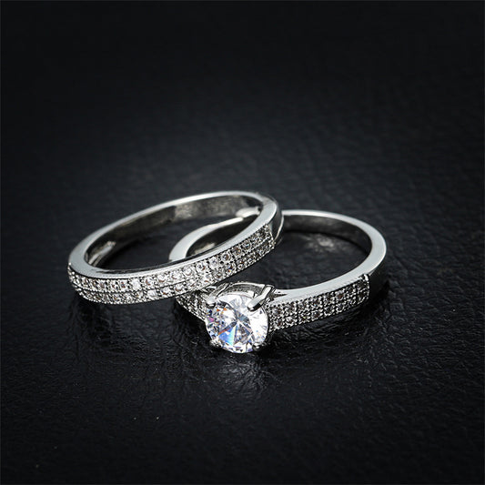 Crystal and Cubic Zirconia Pavé Stacking Ring Set, jewelry gift sets for women, dainty minimalist design, front view