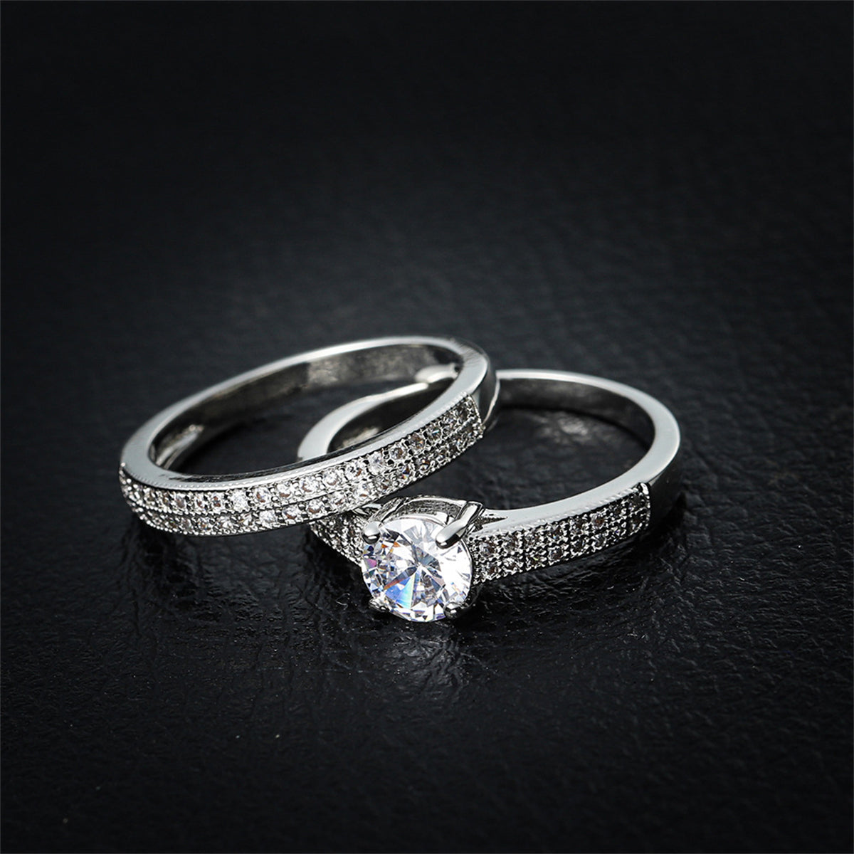 Crystal & Cubic Zirconia Pavé Stacking Ring Set
