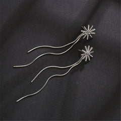 Cubic Zirconia & Silver-Plated Snowflake Tassel Ear Cuffs & Dangling Charm