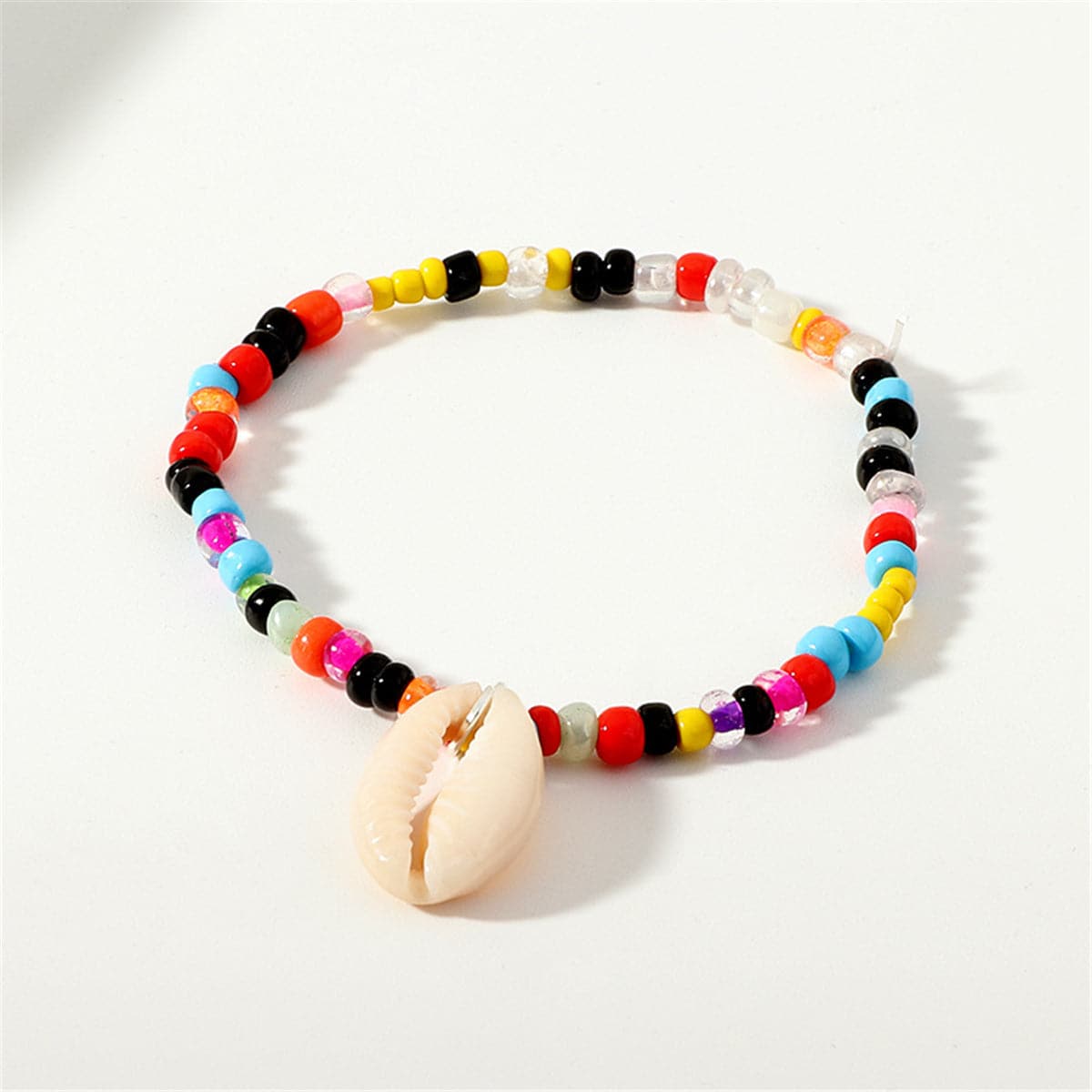 Howlite & Cowrie Shell Beaded Stretch Anklet