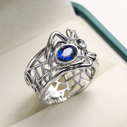 Navy Crystal and Cubic Zirconia Spider Band, jewelry gift sets for women, vintage-inspired design, styled look