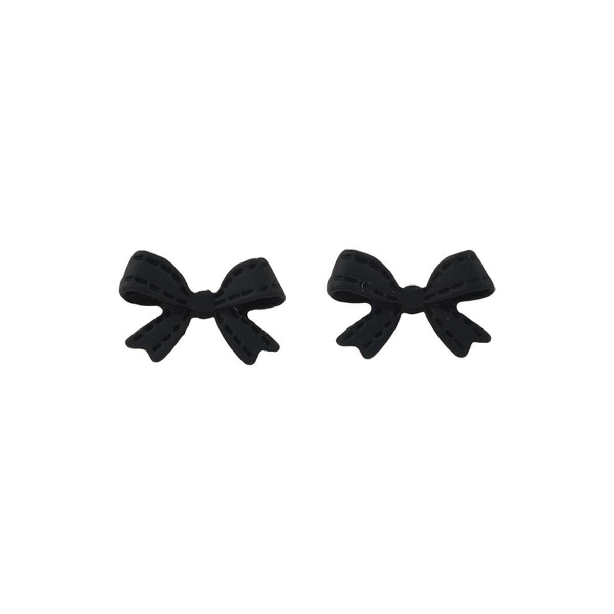 Black Enamel Bow Stud Earrings, stud earrings for women, everyday style, front view