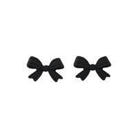 Black Enamel Bow Stud Earrings