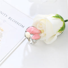 Pink Cateye & Silver-Plated Ring