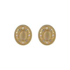 Yellow Cats Eye & Pearl 18K Gold-Plated Oval Stud Earrings