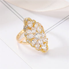 Crystal & 18K Gold-Plated Pear-Cut Pavé Statement Ring