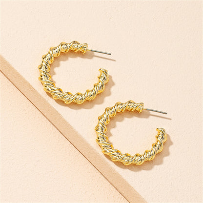 18K Gold-Plated Twine Hoop Earrings, botanical inspired, detail close-up
