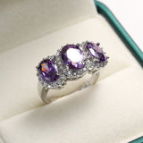Purple Crystal & Cubic Zirconia Oval-Cut Ring