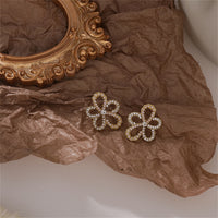 Cubic Zirconia & Pearl 18k Gold-Plated Flower Stud Earrings