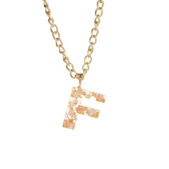 Pink & 18K Gold-Plated Floral Alphabet F Pendant Necklace