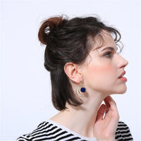 Blue & Goldtone Pom-Pom Moon Drop Earrings