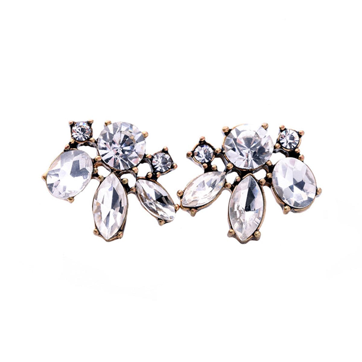 Clear Crystal & 18K Gold-Plated Floral Stud Earrings