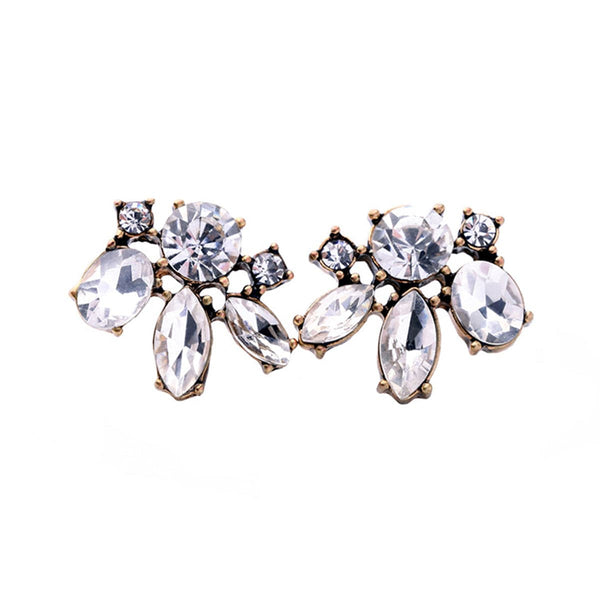 White Crystal & 18k Gold-Plated Floral Stud Earrings