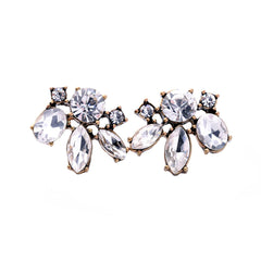 Clear Crystal & 18K Gold-Plated Floral Stud Earrings