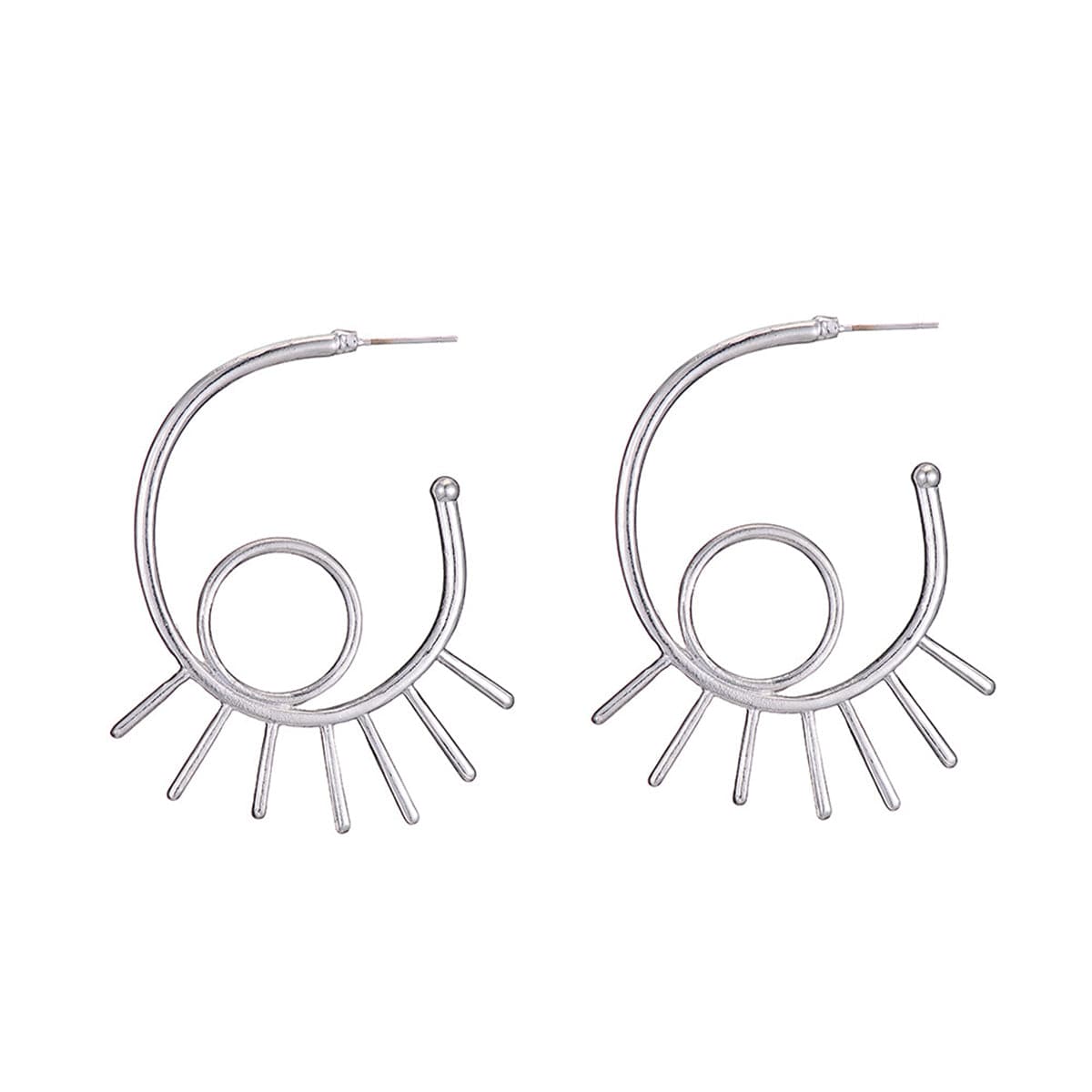 Silver-Plated Open Devil Eye Stud Earrings