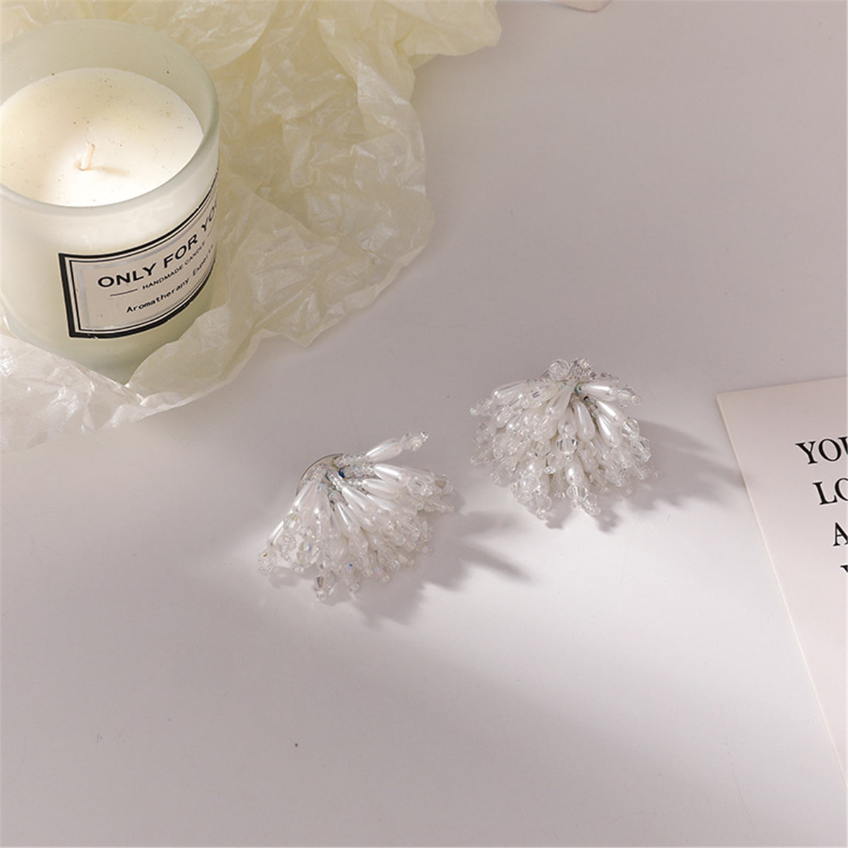 Pearl & Acrylic Silver-Plated Cluster Stud Earrings