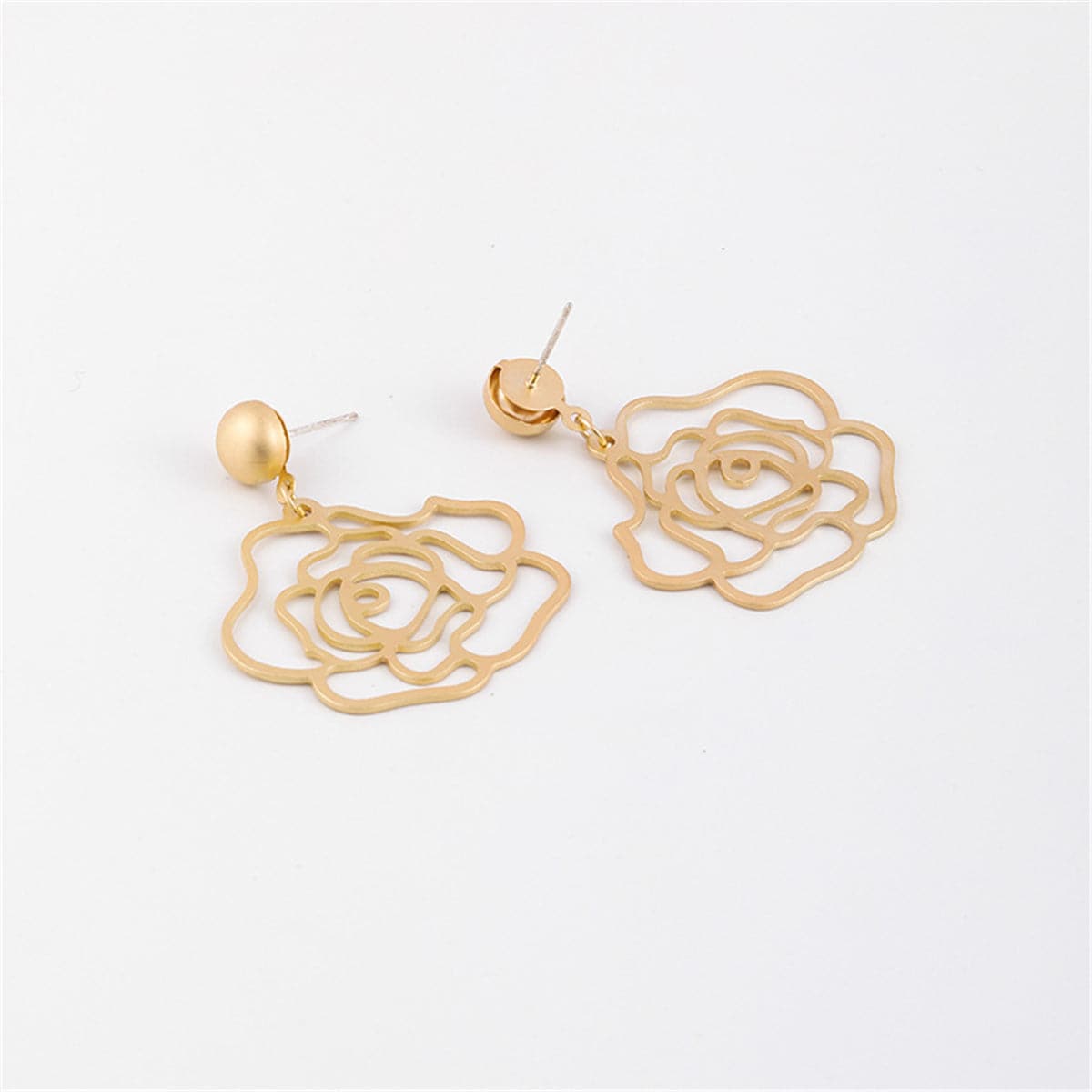 18K Gold-Plated Floral Openwork Drop Earrings