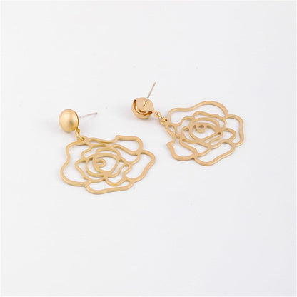18K Gold-Plated Floral Openwork Drop Earrings