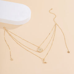 18K Gold-Plated Moon & Star Layered Pendant Necklace