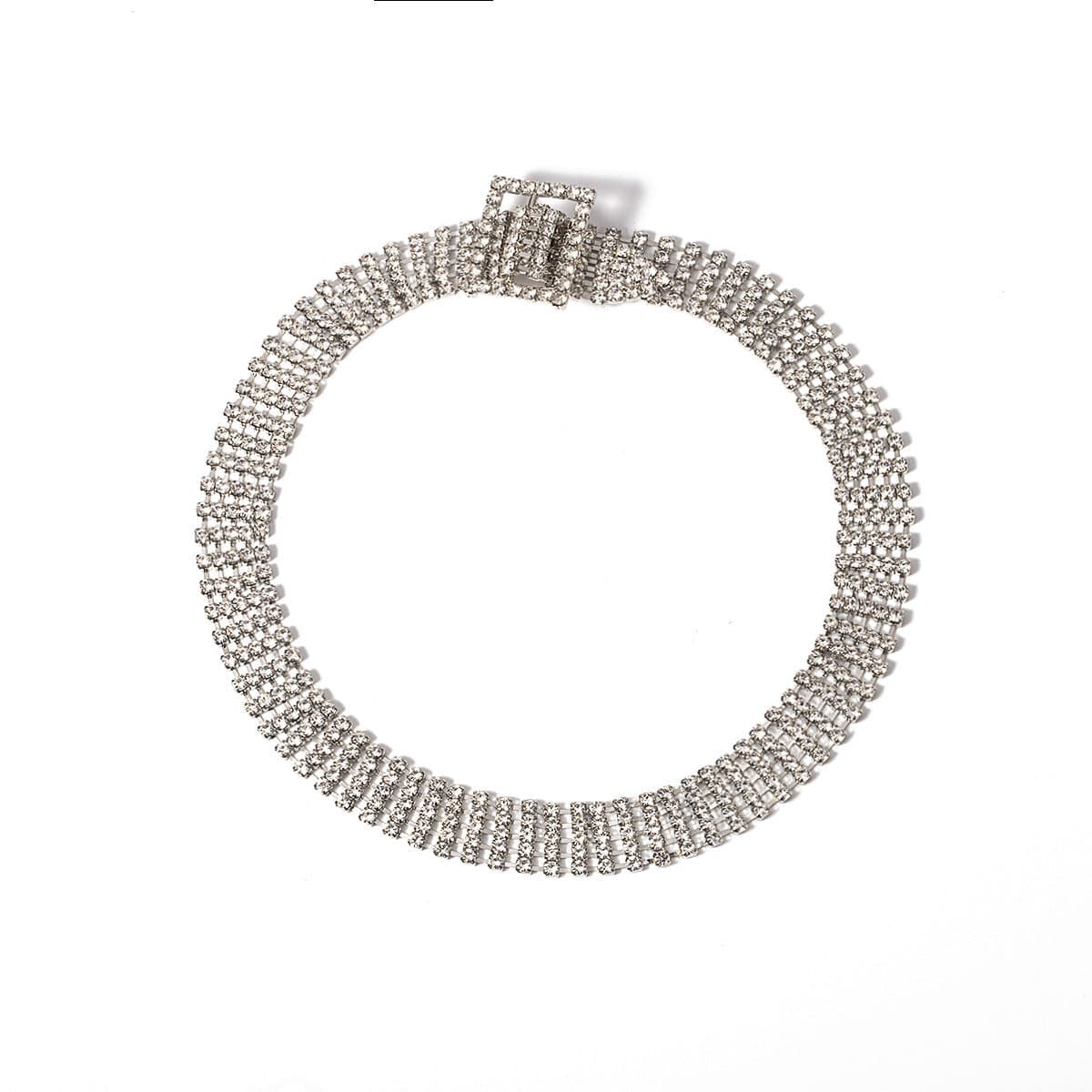 Cubic Zirconia & Silver-Plated Belt Choker Necklace