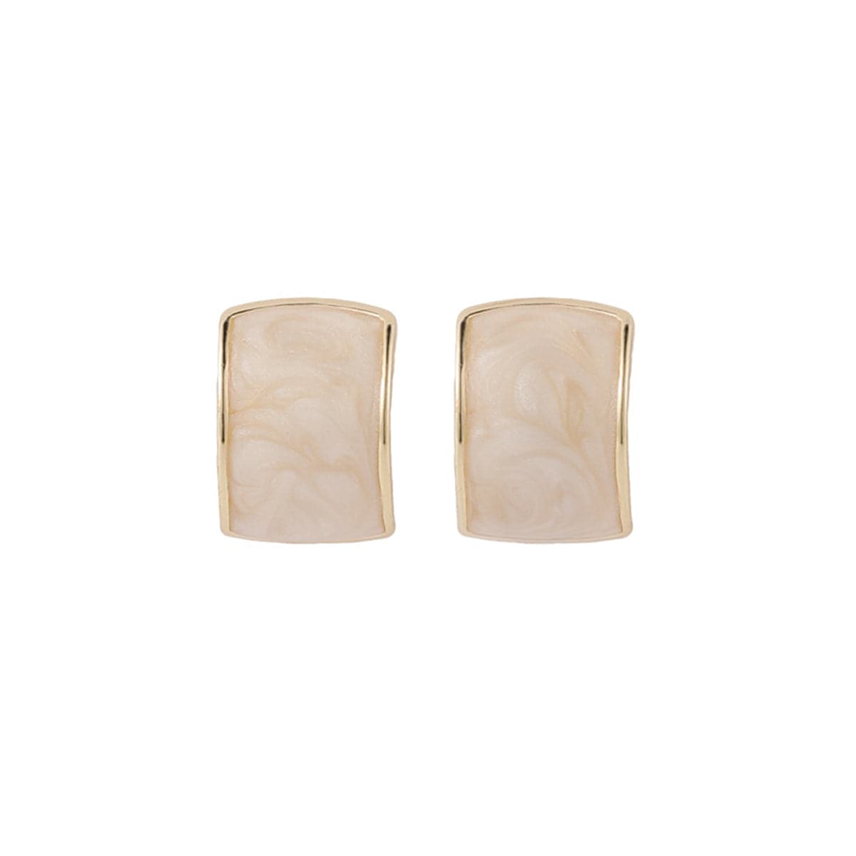 Beige Enamel & 18K Gold-Plated Curved Stud Earrings